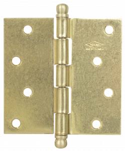 Bisagra nudo  4 x 4,cabeza redonda, dorada brillante,calibre 14, con tornillo,trio x 3 und