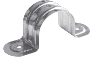 Grapa tubería EMT doble 1 1/2", galvanizada, calibre 20.