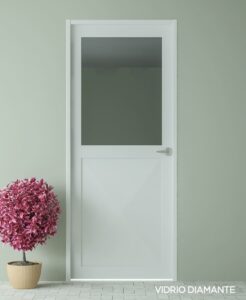 Puerta metalica mono panel Vidrio Diamante