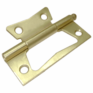 Bisagra omeguita 2", latonada, calibre 18, con tornillo. X 6 und