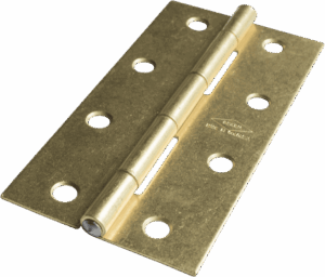 Bisagra común 3 1/2", latonada, calibre 18, con tornillo.