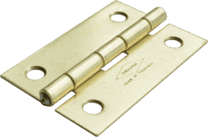 Bisagra común 1 1/2", latonada, calibre 22, con tornillo.