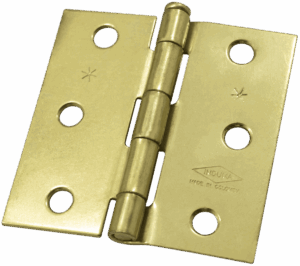 Bisagra nudo 3 1/2" x 3 1/2",cabeza plana,dorada brillante, calibre 14, con tornillo,trio. X 3 und