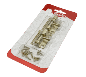 Pasador cuadrado 1 1/2", latonado, calibre 18,con tornillo, blíster. X 2 und