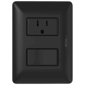 Interruptor + tomacorriente, negro.