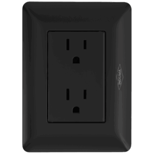 Tomacorriente doble de incrustar, negro.