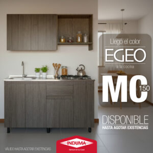 Cocina integral MC 150 –EGEO . Incluye mesón, hornillas y grifería.