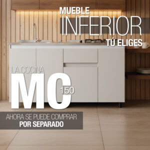 Mueble Inferior, Cocina integral MC 150. Incluye mesón, hornillas y grifería.