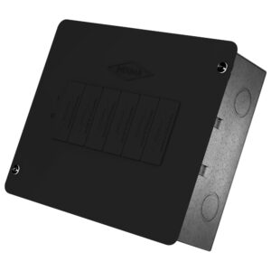 Tablero portacircuito Slim de 6 circuitos, con base galvanizada y tapa NEGRA.