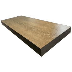Repisa flotante roble Viena con canto Tabaco y soporte oculto de 60 cm.